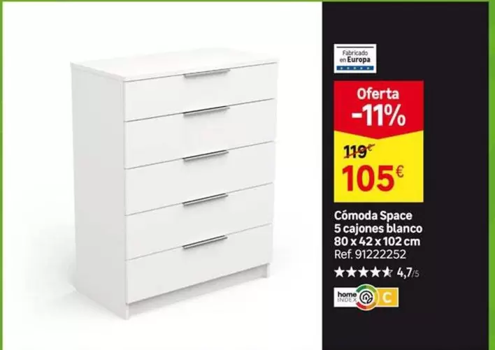 Blanco - Cómoda Space 5 Cajones