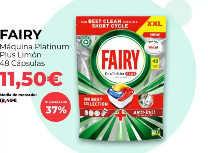Fairy - Maquina Platinum Plus Limon 48 Capsulas