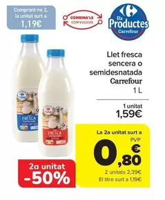 carrefour - Llet fresca sencera o semidesnatada