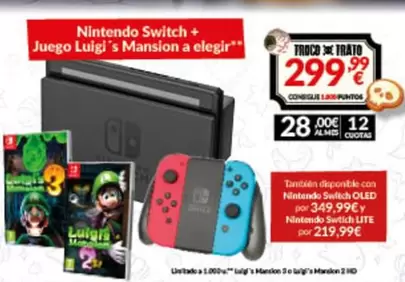 Nintendo - Switch + Juego Luigi S Mansion A Elegir