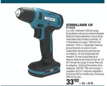 Wesco - Atornillador 12V