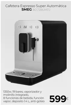 smeg - Cafetera Expresso Super Automática Bcc28lmcu