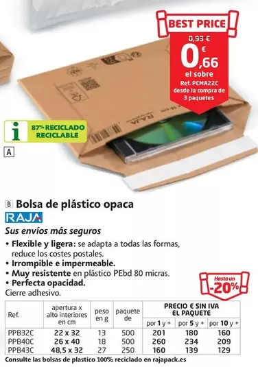 Raja - Bolsa De Plastico Opaca
