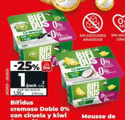 Dia - Bífidus Cremoso Doble 0% Con Ciruela Y Kiwi Pack-4 X 125 G