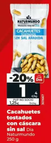 Dia Naturmundo - Cacahuetes Tostados Con Cáscara Sin Sal