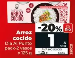 Dia Al Punto - Arroz Cocido  Pack-2 Vasos X 125 G