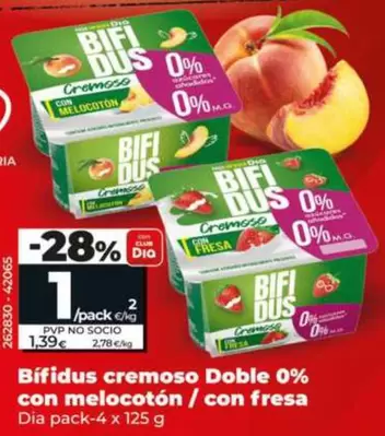Dia - Bifidus Cremoso Doble 0% Con Melocoton / Con Fresa