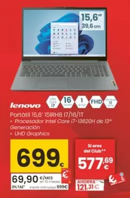 Lenovo - Portátil 15,6' 15IRH8 i7/16/1T