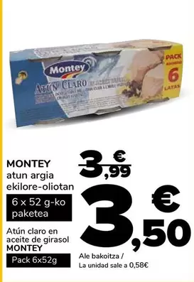 Montey - Atún Claro En Aceite De Girasol