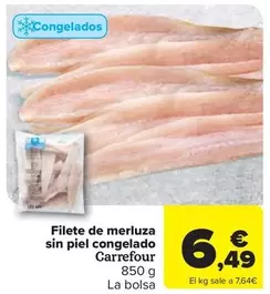 carrefour - Filete De Merluza Sin Piel Congelado