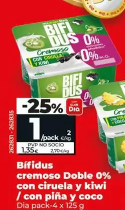 Dia - Bífidus Cremoso Doble 0% Con Ciruela Y Kiwi / Con Pina Y Coco