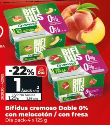 Dia - Bífidus Cremoso Doble 0% Con Melocotón Pack-4 X 125 G