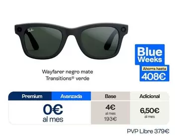 Wayfarer Negro Mate Transations Verde