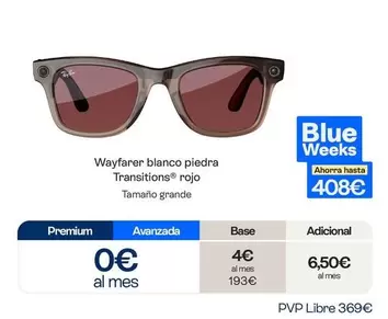 Wayfarer Blanco Piedra Transitions Rojo