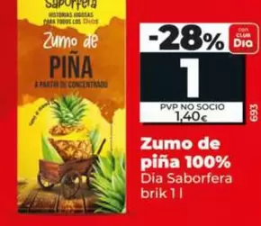 Dia Saborfera - Zumo De Piña 100%  Brik 1 L