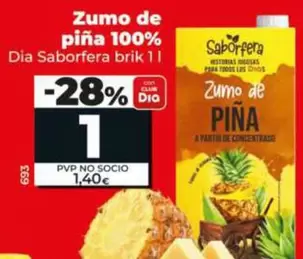 Dia Saborfera - Zumo De Piña 100% Brik 1 L