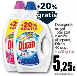 Dixan - Detergente En Gel Total Azul O Adiós Al Separar, 40 Dosis