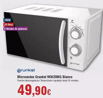 Grunkel - Microondas Mw20mg Blanco