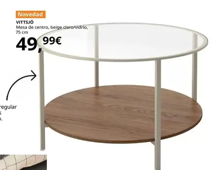 Vittsjo - Mesa De Centro, Beige Claro/Vidrio