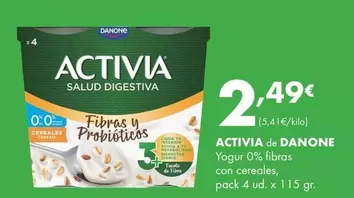 Danone - Activia Yogur 0% Fibras Con Cereales