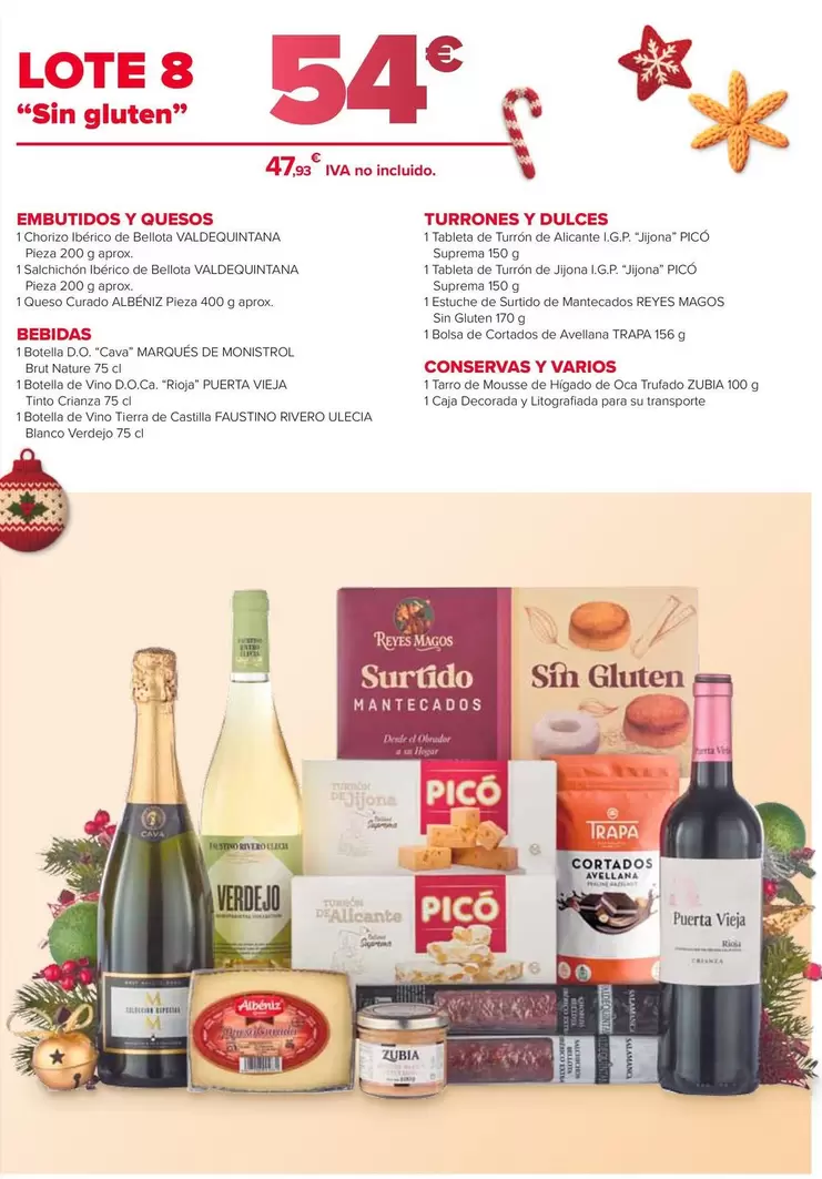 Lote 8 "Sin Gluten" : Embutidos Y Quesos, Bebidas, Turrones Y Dulces, Conservas Y Varios