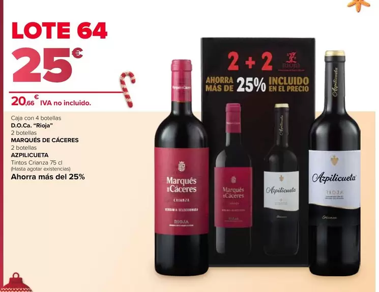 Lote 64 : Caja Con 4 Botellas D.O.Ca. "Rioja",Marques De Caceres, Azpilicueta