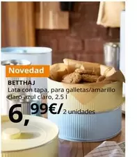 Betthaj - Lata Con Tapa Para Galletas/Amarillo Claro Azul Claro