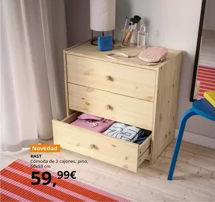 Rast - Comoda De 3 Cajones, Pino