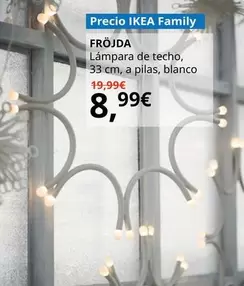 Frojda - Lámpara De Techo, 33 Cm, A Pilas, Blanco