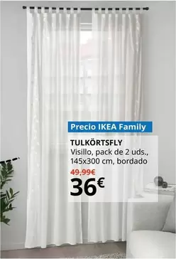 Tulkortsly - Visillo, Pack De 2uds., 145x300 Cm, Bordado