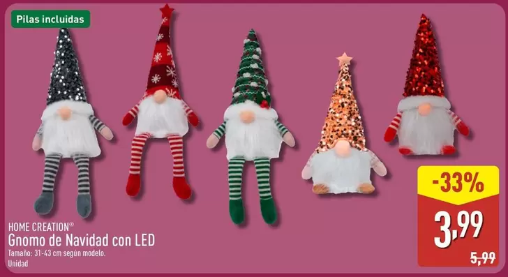 Home Creation - Gnomo De Navidad Con Led