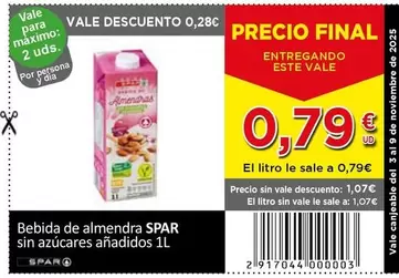 Spar - Bebida De Almendra Sin Azucares Anadidos
