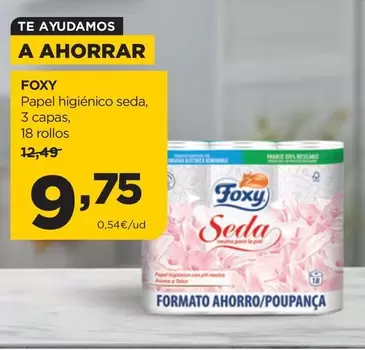 Foxy - Papel Higiénico Seda, 3 Capas, 18 Rollos