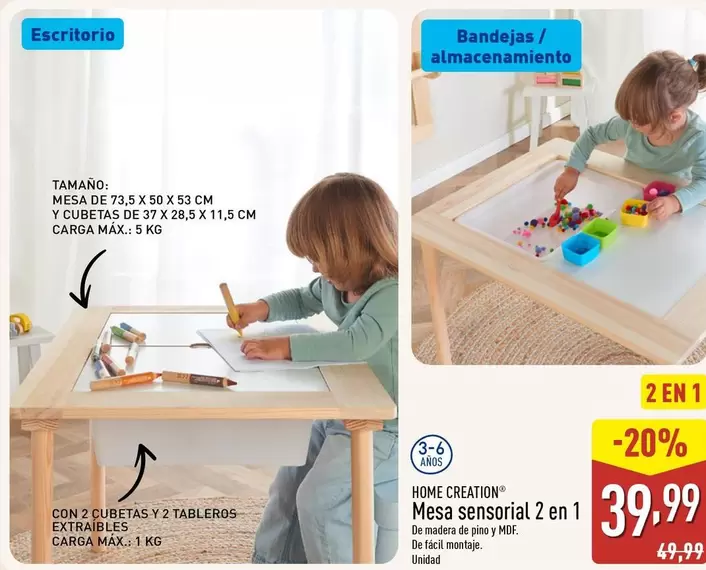 Home Creation - Mesa Sensorial 2 En 1