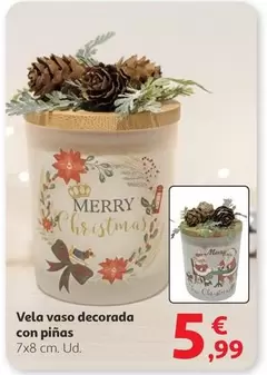 Merry - Vela Vaso Decorada Con Pinas