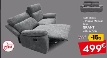 Relax - Sofá 3 Plazas Manual Tela C60d 127050