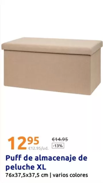 Puff De Almacenaje De Peluche XL