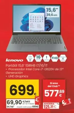 Lenovo - Portátil 15,6' 15IRH8 i7/16/1T
