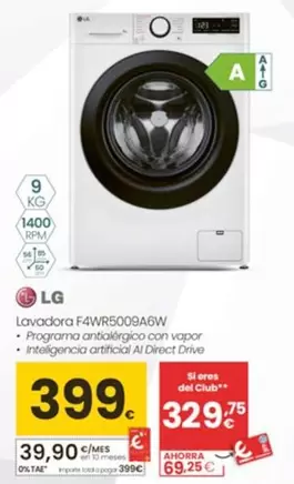 LG - Lavadora F4WR5009A6W