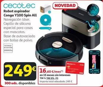 cecotec - Robot Aspirador Conga Y100 Spin All