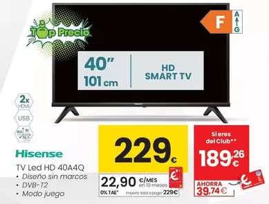 Hisense - Tv Led Hd 40A4Q