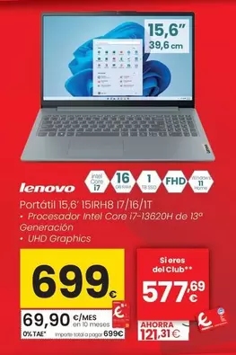 Lenovo - Portatil 15,6' 15IRH8 17/ 16/ 1T
