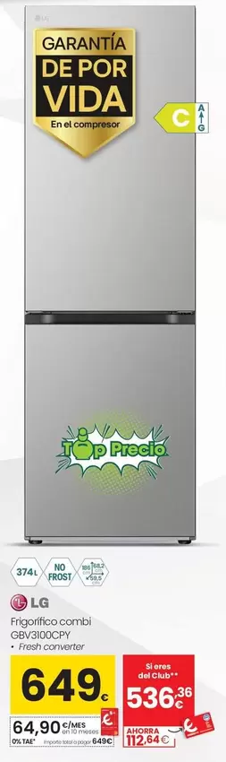 LG - Frigorifico Combi Gbv3100cpy