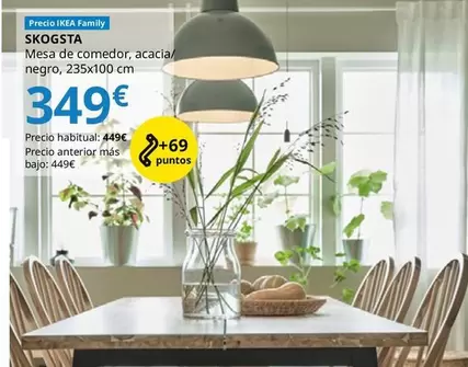 Skogsta - Mesa De Comedor, Acacia/negro, 235x100 Cm