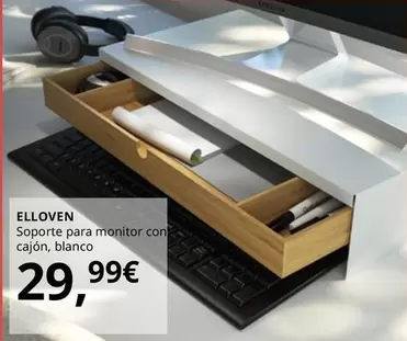 Elloven - Soporte Para Monitor Con Cajón, Blanco