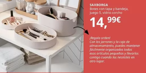 Saxborga - Botes Con Tapa Y Bandeja, Juego 5, Vidrio Corcho