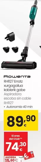 Rowenta - Aspiradora Escoba Sin Cable Rh1127