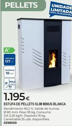 Estufa De Pellets Slim Minus Blanca