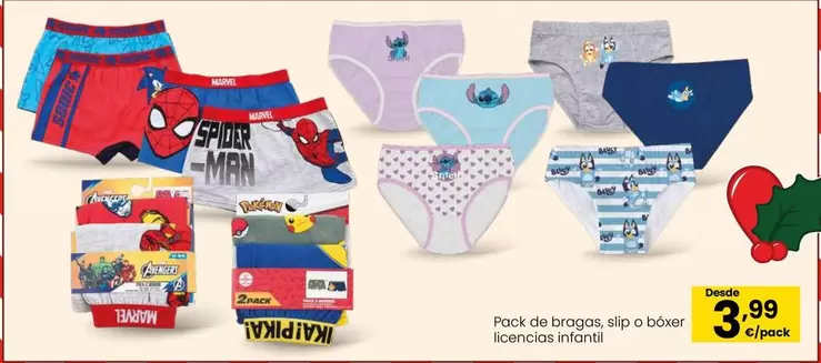 Pack De Bragas, Slip O Bóxer Licencias Infantil