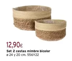 Set 2 Cestas Mimbre Bicolor